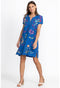 Johnny Was Jessi Button Front Linen Dress Floral Embroid Flowers Blue Small New