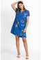 Johnny Was Jessi Button Front Linen Dress Floral Embroid Flowers Blue Small New