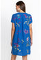 Johnny Was Jessi Button Front Linen Dress Floral Embroid Flowers Blue Small New