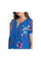 Johnny Was Jessi Button Front Linen Dress Floral Embroid Flowers Blue Small New