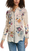 Johnny Was Tea Time Blouse Top Button Shirt Long Embroidery Floral White NEW