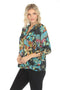 Johnny Was Vacanza Blouse Paon Floral Black Button Flower Blue Shirt Top NEW