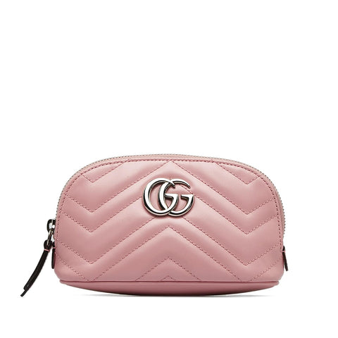 Gucci Marmont GG Pink Matelasse Pouch Clutch Leather Bag Handbag Purse New