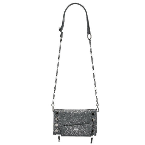 Hammitt Levy After Dark Silver Purse Embossed Leather Handbag Crossbody Bag New