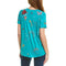 Johnny Was Monroe Tropical Tee Short Embroidery Shirt Teal Green Top Small NEW