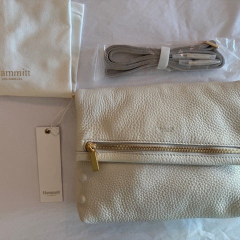 Hammitt VIP Medium Bag Purse Zipper Leather Handbag Marshmallow White Cream New