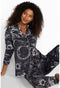 Johnny Was Carly Mina PJ Set Long Cotton Sun Home Lounge Sleepwear Black NEW