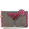 Mary Frances Pink Martini Crossbody Clutch Beaded Drink Handbag Bag New