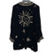 Johnny Was Aruna Velvet Smoking Jacket Embroidered Gold Sun Kimono Black NEW