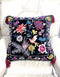 Johnny Was Pillows Tiarei Velvet Floral Embroidery Pillow Square Black NEW