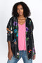 Johnny Was Blooming Cozy Sherpa Floral Pullover Hoodie Flowers Jacket Black NEW