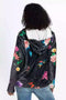 Johnny Was Blooming Cozy Sherpa Floral Pullover Hoodie Flowers Jacket Black NEW