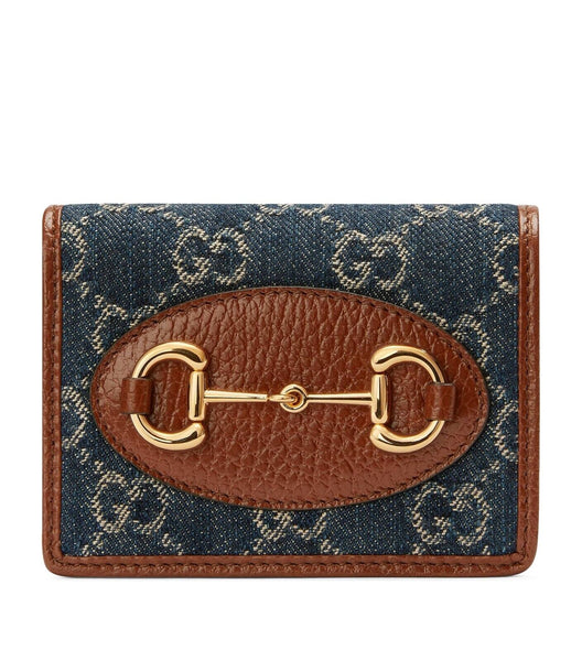 Gucci Horsebit 1955 card case wallet in GG Supreme/brown