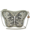 Mary Frances Flitter & Gleam Crossbody Butterfly Handbag Beaded Silver Bag New