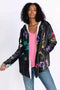 Johnny Was Blooming Cozy Sherpa Floral Pullover Hoodie Flowers Jacket Black NEW