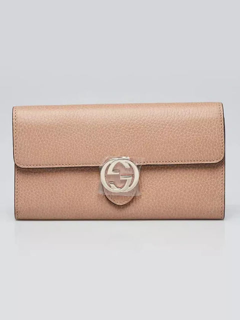 Gucci Interlocking GG Camelia Soft Leather Wallet Marmont Light Beige Italy NEW