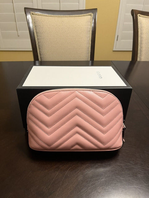 Gucci Marmont GG Pink Matelasse Pouch Clutch Leather Bag Handbag Purse New