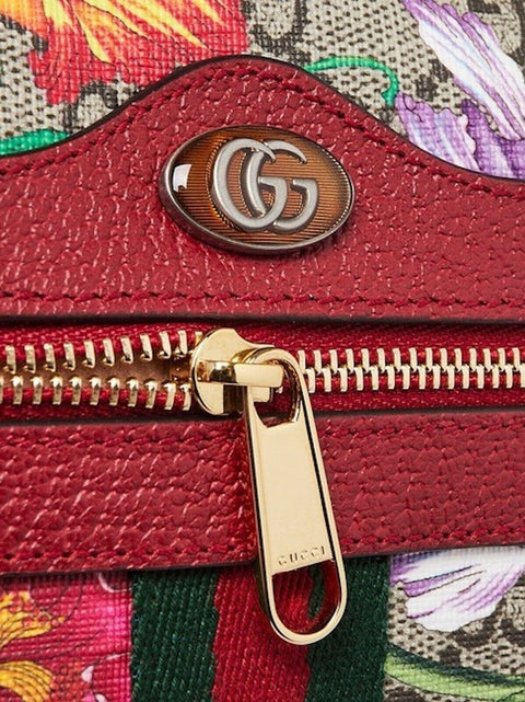 Gucci Ophidia Red Flora Small Camera Leather Canvas Flower Handbag Bag Italy New