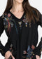 Johnny Was Watipaso Beach Raw Embroidered Cotton Hoodie Top Black Plus Size NEW