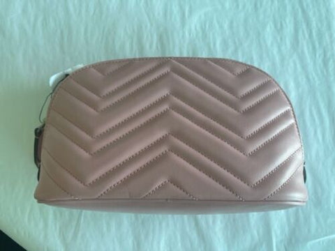 Gucci Marmont GG Pink Matelasse Pouch Clutch Leather Bag Handbag Purse New