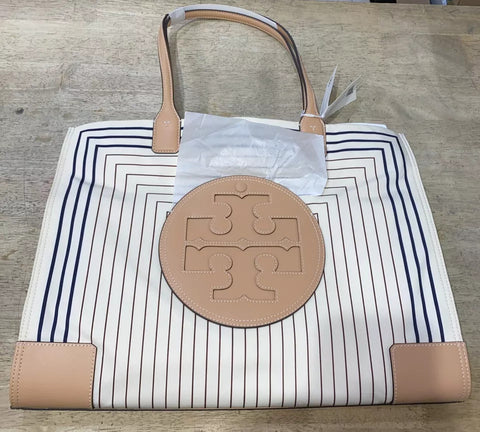 Tory Burch Ella Printed Tote Muse 2 Large Natural White Bag Handbag Purse NEW