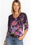 Johnny Was Janie Favorite Long Floral Tee Special Valeria Purple Top Shirt NEW