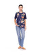 Johnny Was Ishani Blue Night Tee Short Floral Embroidered Cotton Shirt Navy Top NEW