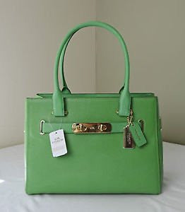 Coach Swagger Pebble Leather Light Green Satchel Handbag New– Bag Lady Shop