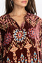 Johnny Was Geo Burnout Mali Tunic Top Shirt Burgundy Tribal Velvet Brown NEW