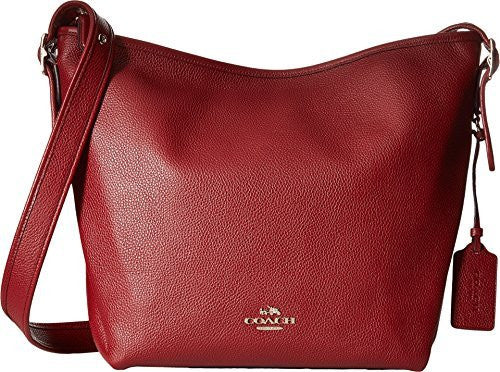 Grete pebble leather shoulder bag in black / caramel with red edge pai - ro  bags
