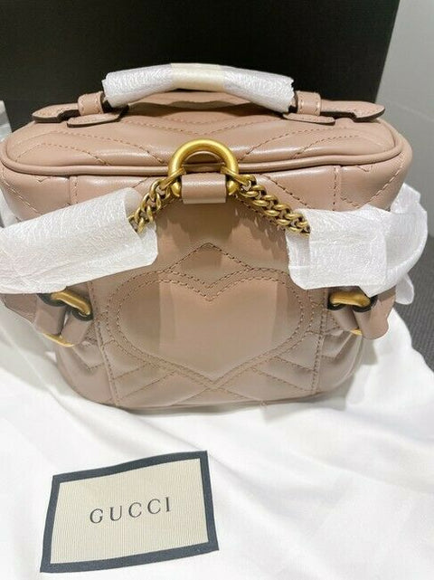 Gucci Marmont Violet Old Rose GG Backpack Italy Leather Bag NEW