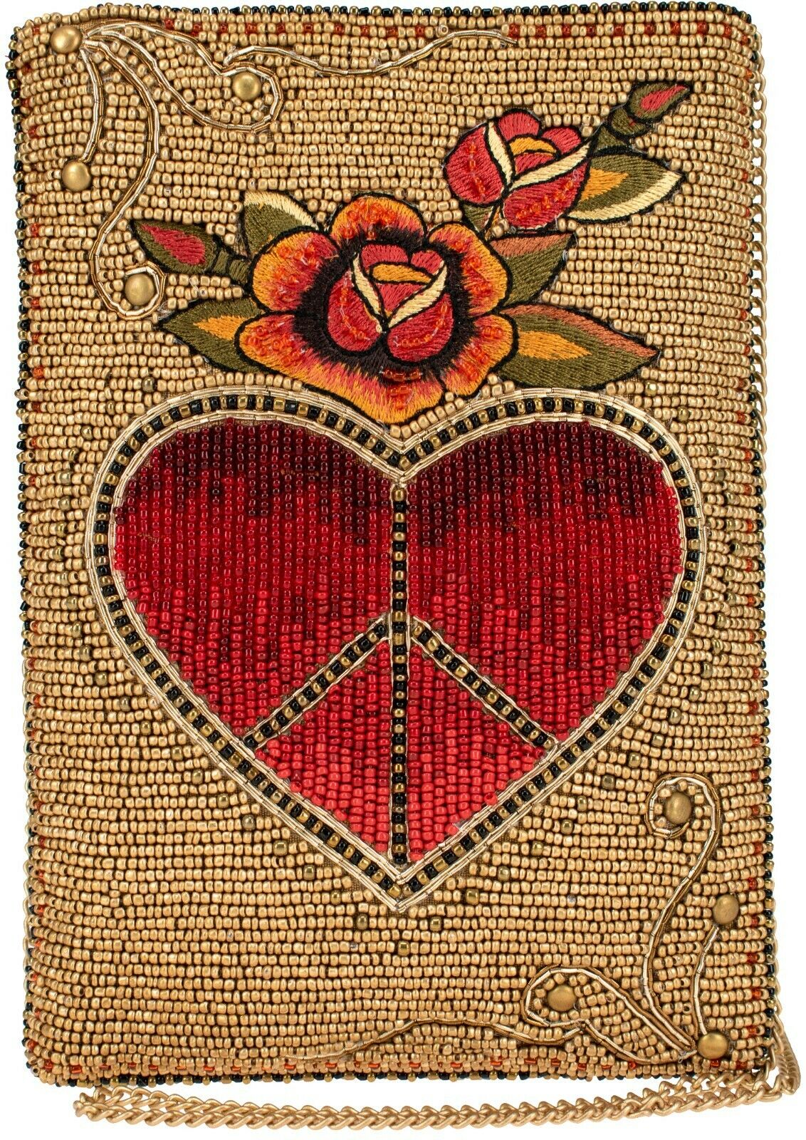 Mary Frances Big Heart Beaded Crossbody Handbag