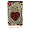 Mary Frances Queen of Hearts Crossbody Phone Bag Embroidered Black Hand Bag New