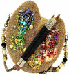 Mary Frances Painters Palette Art Special Bag Handbag Beaded Gold Rainbow New