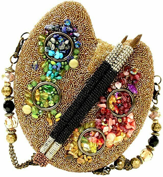 Mary Frances Gold Bead Embellished Novelty Minaudiere