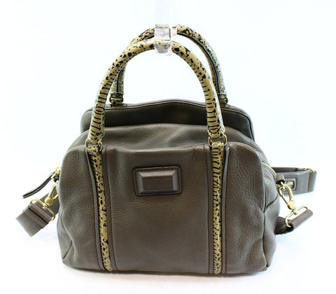 Marc Jacobs Q Snake Satchel Leather Faded Aluminum Grey Gray Mj Tote Bag New