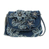 Mary Frances Good Jeans Handbag Bag Blue Jean Beaded Flowers NEW