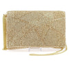 Mary Frances Gold Lining bag Beaded Pouch Tech Purse Print Mini Crossbody New