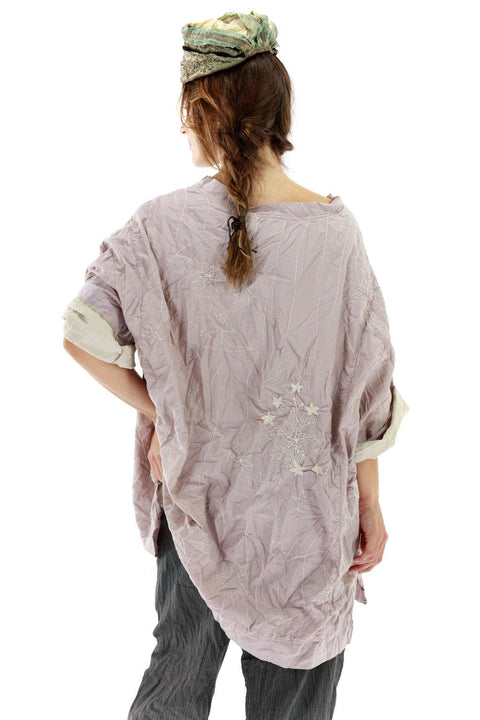 Magnolia Pearl 1036 Silk Francis Top Embroidery Pony Lavender Purple Shirt NEW