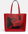 Coach Disney Mickey Mouse X Keith Haring Highline Tote Bag Leather Handbag Red NEW