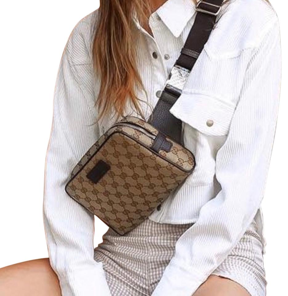 Gucci GG Supreme Monogram Canvas Pouch Waist Bag Belt Bag in Beige, Brown  Unisex