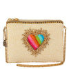 Mary Frances Love Affair Beaded Rainbow Heart Mini Crossbody Gold Handbag Bag new