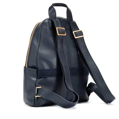 Hammitt Hunter Medium Backpack Navy Blue Tides Pebbled Leather Gold Zip Bag NEW