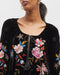 Johnny Was Floral Celestine Velvet Bishop Blouse Black Shirt Long Sleeve Top NEW