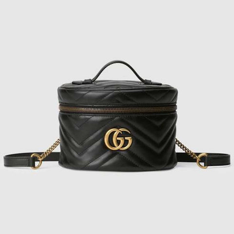 Gucci Marmont Black GG Backpack Italy Travel Backpack Small Bag Quilted NEW