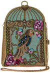 Mary Frances Pretty Parrot Beaded Crossbody Handbag Bird Bag Pink Gold Zip New