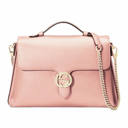 Gucci GG Interlocking Pink Leather Crossbody Clutch Bag